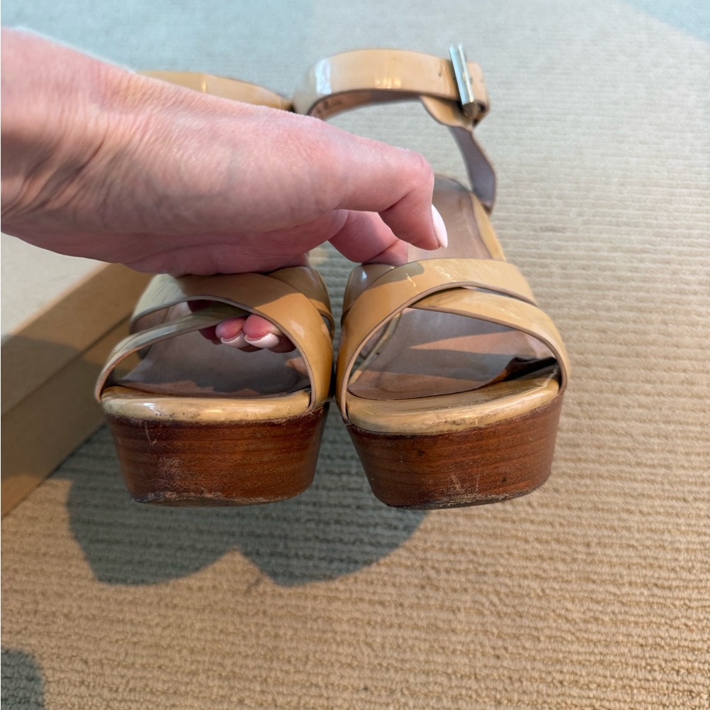 Joie Skyer Nude Beige Patent Platform Ankle Strap Sandals size 41 - Picture 8 of 10